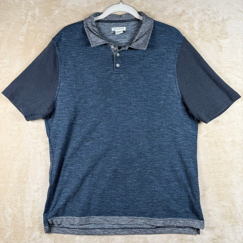 Carbon 2 Cobalt‎ Mens Blue Colorblock Cotton Polo Shirt Size M 144048